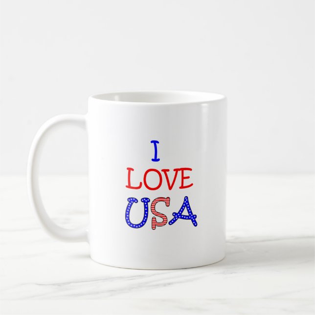 Patriotiskt älskar jag USA Kaffemugg (Vänster)