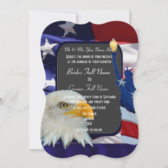 Patriotiskt amerikanbröllop inbjudningar (Framsida)