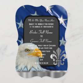 Patriotiskt amerikanska flaggan- och örnbröllop inbjudningar