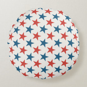 Patriotiskt amerikanska stjärnor mönster rund kudde