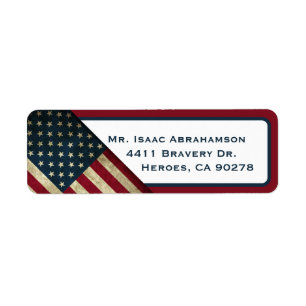 Patriotiskt amerikanskt flagg returadressetikett returadress etikett