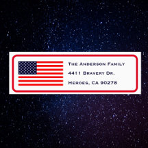 Patriotiskt amerikanskt flagg returadressetikett