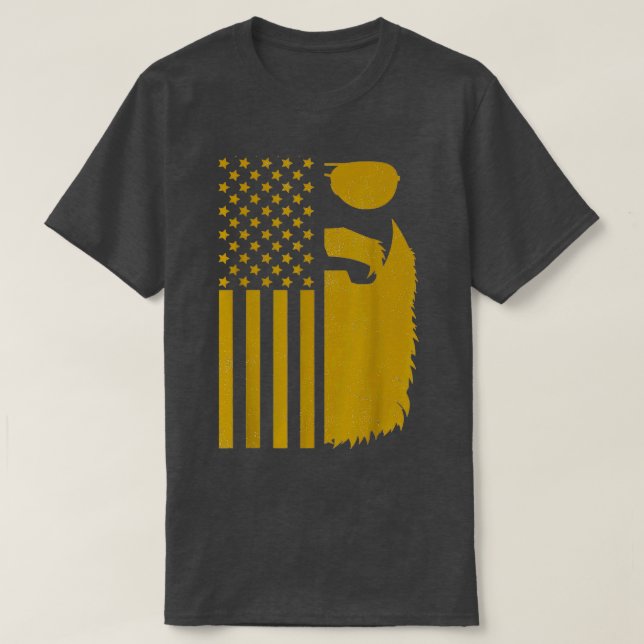 Patriotiskt amerikanskt Flagga Beard och solglasög T Shirt (Design framsida)