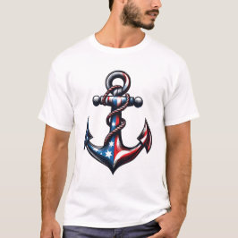 Patriotiskt Ankar 4:e Juli Båt Amerikansk Flagga T Shirt