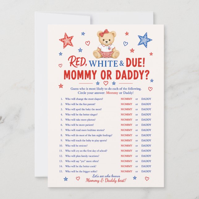 Patriotiskt Baby ABC-spelkort Inbjudningar (Framsida)