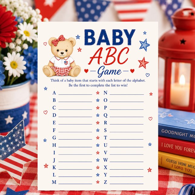 Patriotiskt Baby ABC-spelkort Inbjudningar (Skapare uppladdad)