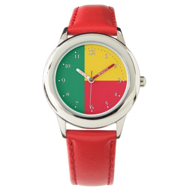 Patriotiskt Benin Flagga Urklocka Armbandsur (Framsida)