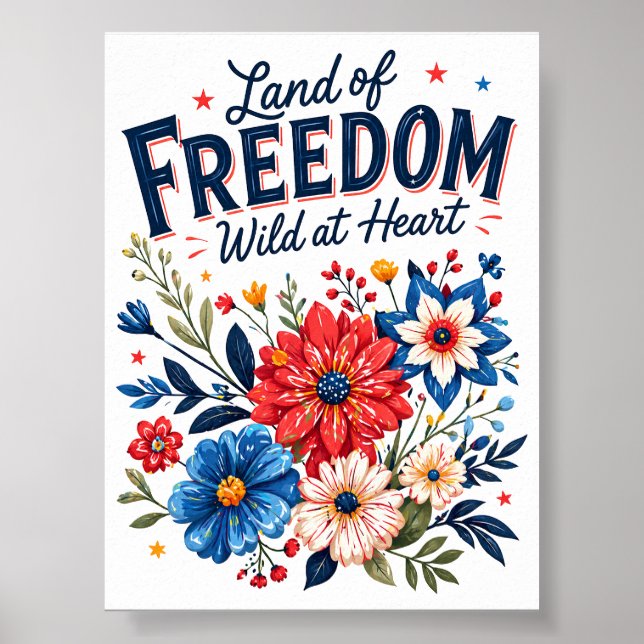 Patriotiskt blomsterfrihet affisch väggdekor (Framsidan)