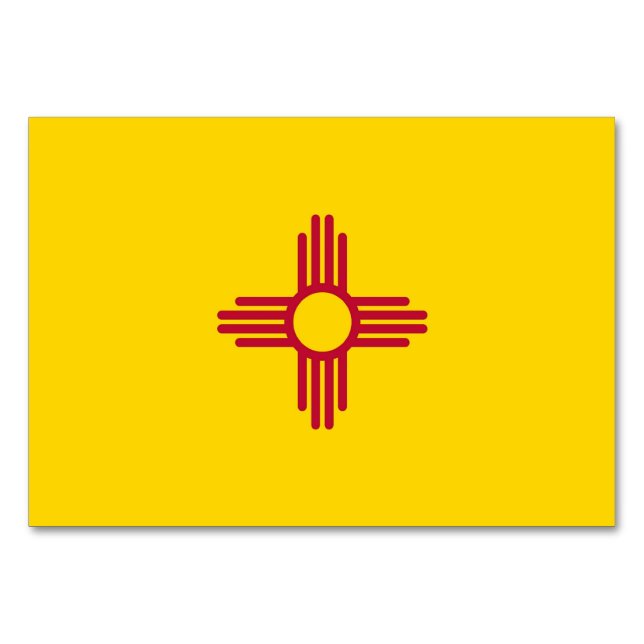 Patriotiskt bord-kort med Flagga i New mexico Bordsnummer (Framsidan)