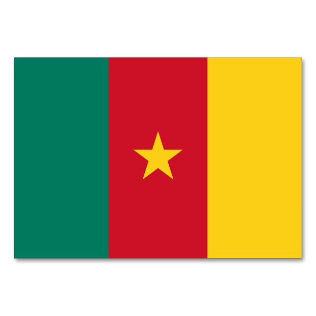 Patriotiskt bord-kort med Flagga Kamerun Bordsnummer (Framsidan)