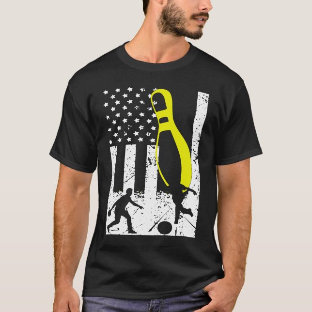 Patriotiskt bowlinglagstrofé t shirt (Framsida)
