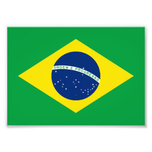 Patriotiskt Brasilien Flagg Fotoutskrift Fototryck
