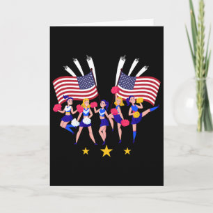 Patriotiskt Cheer Squad Cheerleader Usa Flagga Che Kort