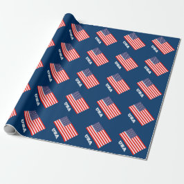 Patriotiskt emballage pappert med flagga i Amerika Presentpapper