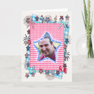 Patriotiskt födelsedagskort med foto kort