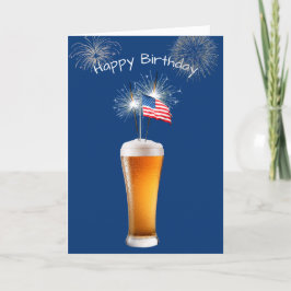 Patriotiskt födelsedagsöl med sparkler kort