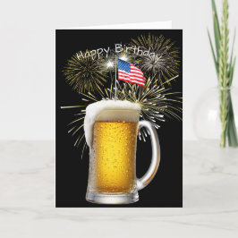 Patriotiskt födelsedagsöl med sparkler kort