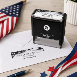 PATRIOTISKT Företagsnamn USA Amerikansk Flagga Självfärgande Stämpel