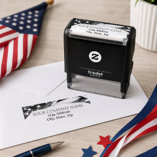 PATRIOTISKT Företagsnamn USA Amerikansk Flagga Självfärgande Stämpel