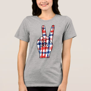 Patriotiskt fredstecken Hand Abstrakt USA-flaggamö T Shirt
