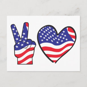 Patriotiskt Fredstecken och hjärta Vykort