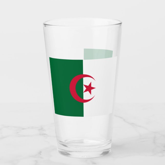 Patriotiskt glas kopp med flagga Algeriet (Framsida)