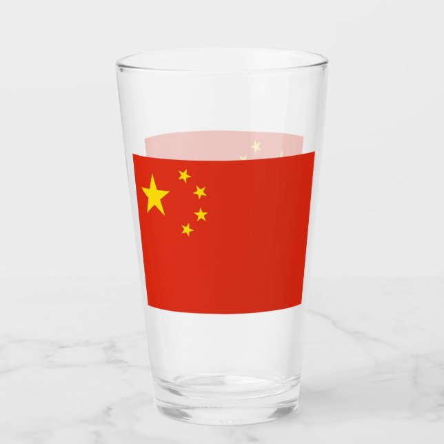 Patriotiskt glas kopp med flagga av China (Framsida)