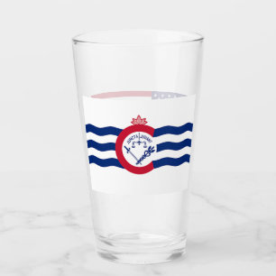 Patriotiskt glas kopp med flagga av Cincinnati