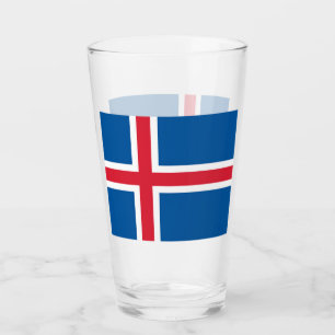 Patriotiskt glas kopp med flagga av Island