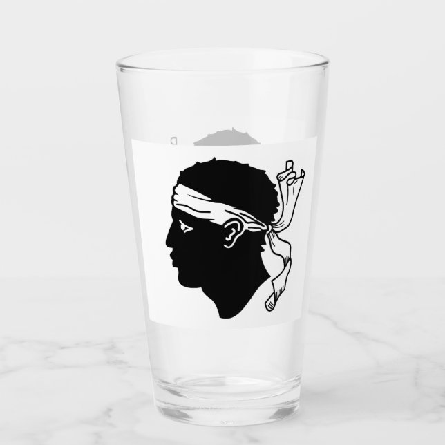 Patriotiskt glas kopp med flagga av Korsika, Frank (Framsida)