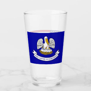 Patriotiskt glas kopp med flagga av Louisiana