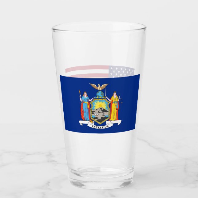 Patriotiskt glas kopp med flagga av New York (Framsida)