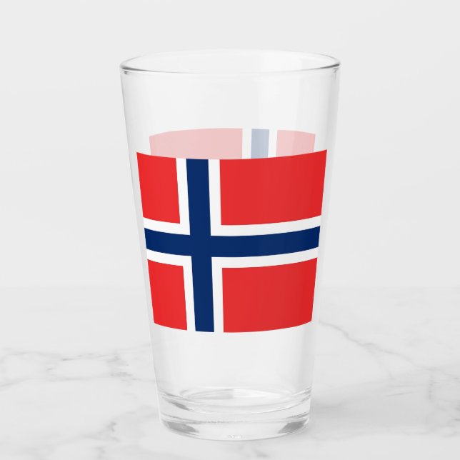 Patriotiskt glas kopp med flagga av Norge (Framsida)