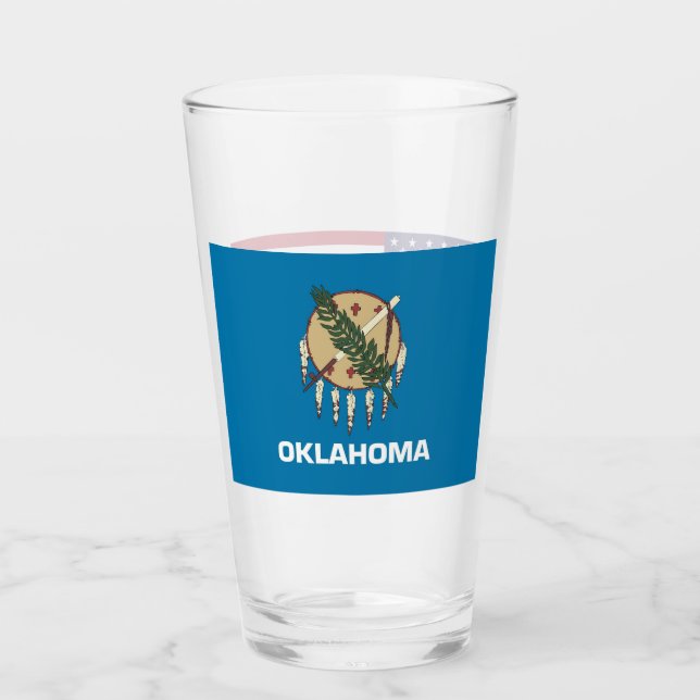 Patriotiskt glas kopp med flagga av Oklahoma (Framsida)