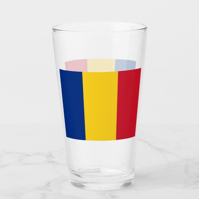 Patriotiskt glas kopp med flagga av Rumänien (Framsida)