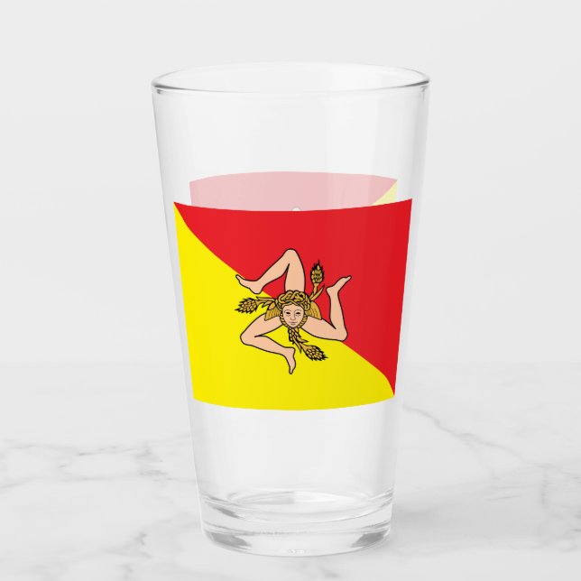 Patriotiskt glas kopp med flagga av Sicilien, Ital (Framsida)