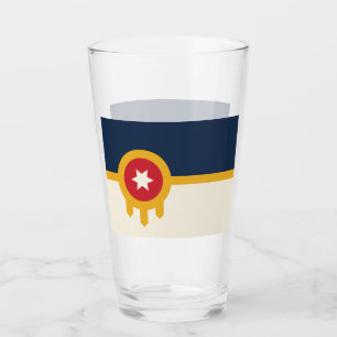 Patriotiskt glas kopp med flagga av Tulsa, Oklahom
