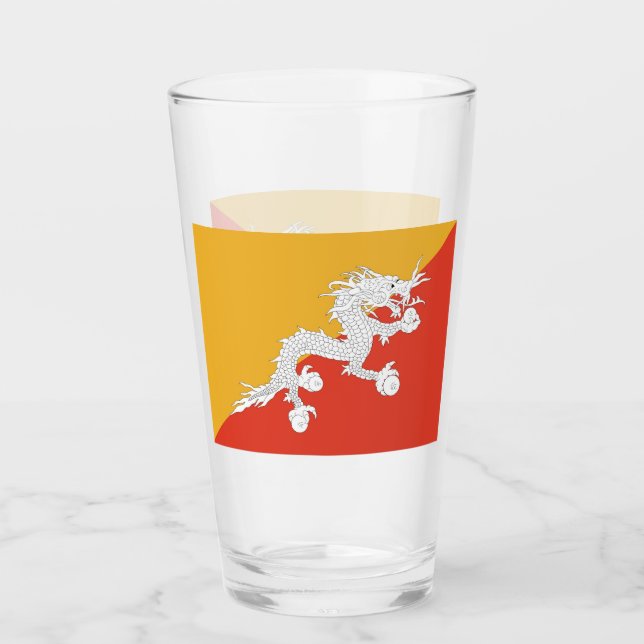 Patriotiskt glas kopp med flagga Bhutan (Framsida)