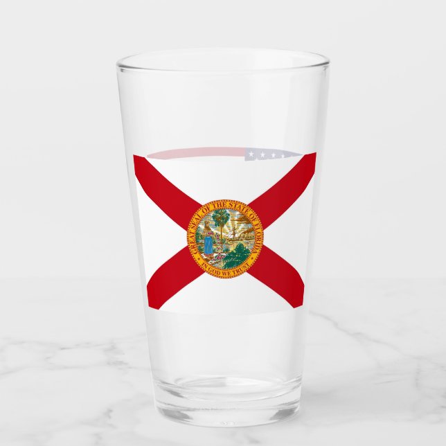 Patriotiskt glas kopp med flagga Florida (Framsida)