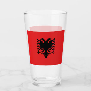 Patriotiskt glas kopp med flagga från Albanien