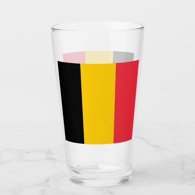 Patriotiskt glas kopp med flagga från Belgien (Framsida)
