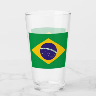Patriotiskt glas kopp med flagga från Brasilien