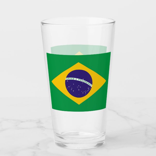 Patriotiskt glas kopp med flagga från Brasilien (Framsida)
