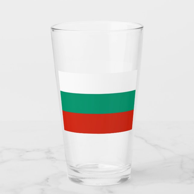 Patriotiskt glas kopp med flagga från Bulgarien (Framsida)