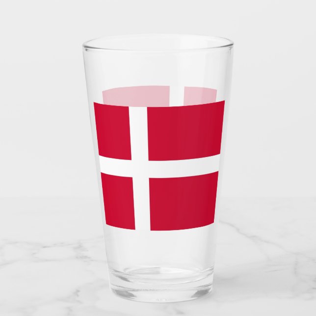 Patriotiskt glas kopp med flagga från Danmark (Framsida)