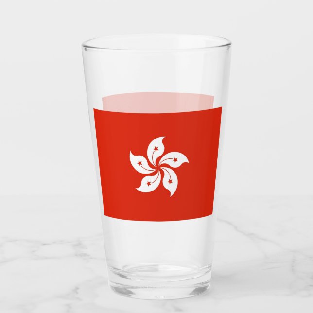 Patriotiskt glas kopp med flagga från Hongkong (Framsida)