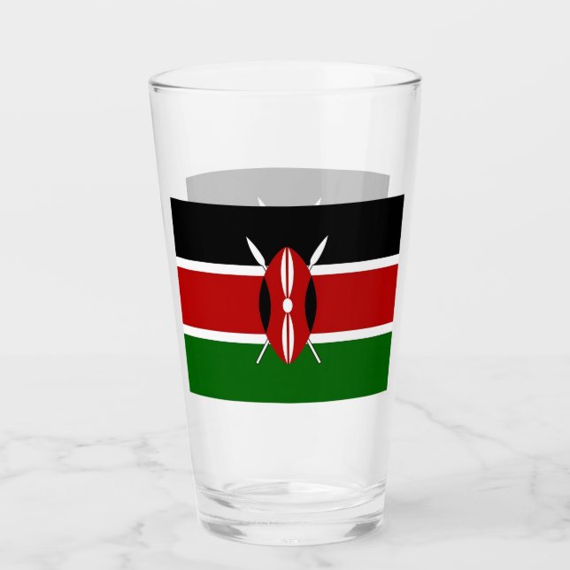 Patriotiskt glas kopp med flagga från Kenya (Framsida)