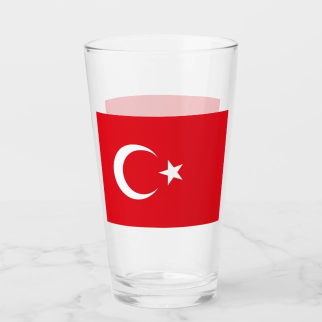 Patriotiskt glas kopp med flagga från Turkiet (Framsida)
