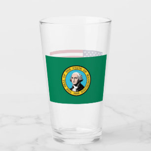 Patriotiskt glas kopp med flagga från Washington