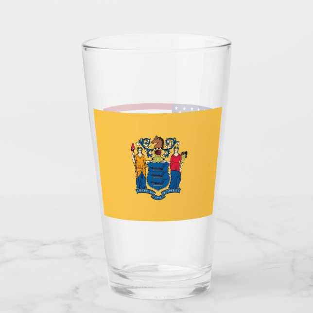 Patriotiskt glas kopp med flagga i New jersey (Framsida)